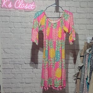 Simply Southern Pink and Green Dress (M)